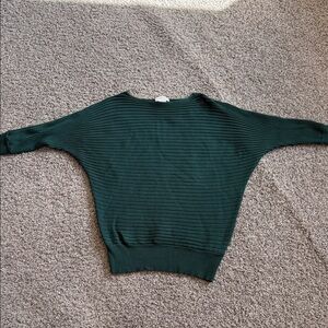 APRICOT Dark Green Ribbed Boatneck Sweater